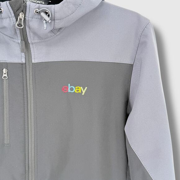 eBay Logo Embroidered Hooded Jacket Mens Size Medium Port Authority - Picture 2 of 6